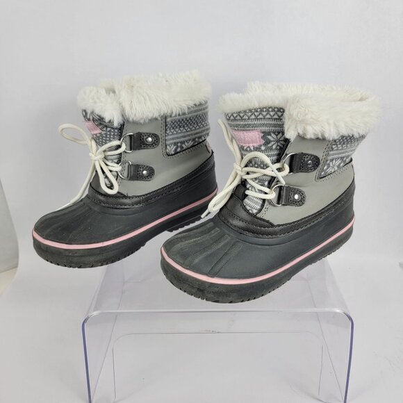 London Fog Collection Grey and Pink Toddler Girls Winter Snow Boots Sz 11 - Picture 4 of 9